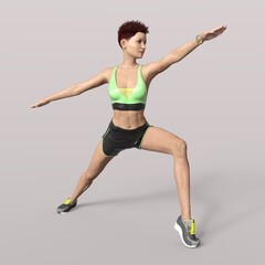 3D Rendering of an Isolated Fitness Girl making Sport