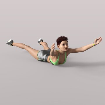 3D Rendering of an Isolated Fitness Girl making Sport