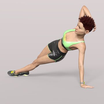 3D Rendering of an Isolated Fitness Girl making Sport