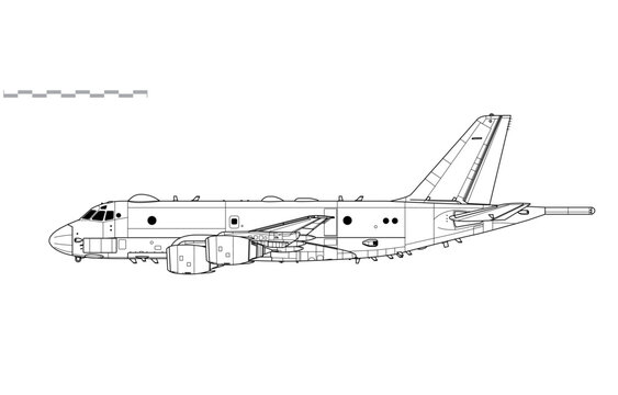 Kawasaki P-1. Vector drawing of maritime patrol aircraft. Side view. Image for illustration and infographics