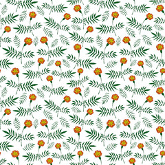 Seamless botanical light pattern with marigold flowers
