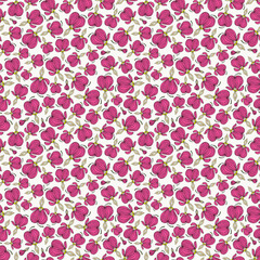 Seamless botanical pattern with pink dicentra gorgeous flowers
