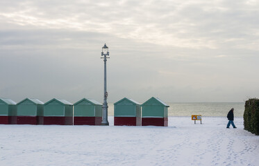 Beach huts in the snow