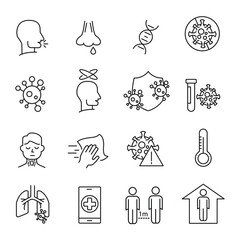 Flu and coronavirus icon set. Flu and coronaviru pack symbol vector elements for infographic web