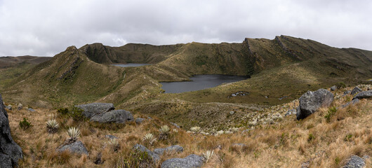 Panorama of Lagunas de Siecha, Páramo de Chingaza, Colombia.