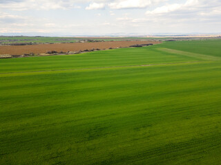Naklejka premium Aerial view of Upper Thracian Plain near town of Parvomay, Bulgaria