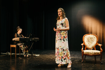 Opera singers practicing for live show