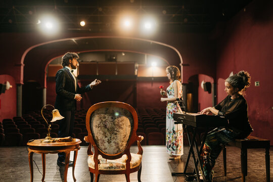 Opera singers practicing for live show