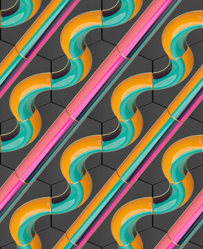 Abstract mosaic part 01. Black and Colorful.