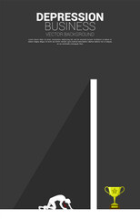 silhouette of businessman on the knee in front of the big wall. Concept for depression and obstacle business.