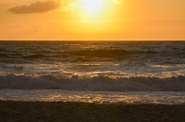 Sunrise on Atlantic Ocean Waves in Cape Cod