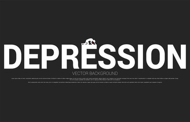 Fototapeta premium silhouette of businessman on knee on big depression. Concept for fail and depress people.