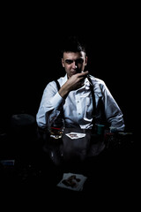 Obraz premium noir boy in white shirt