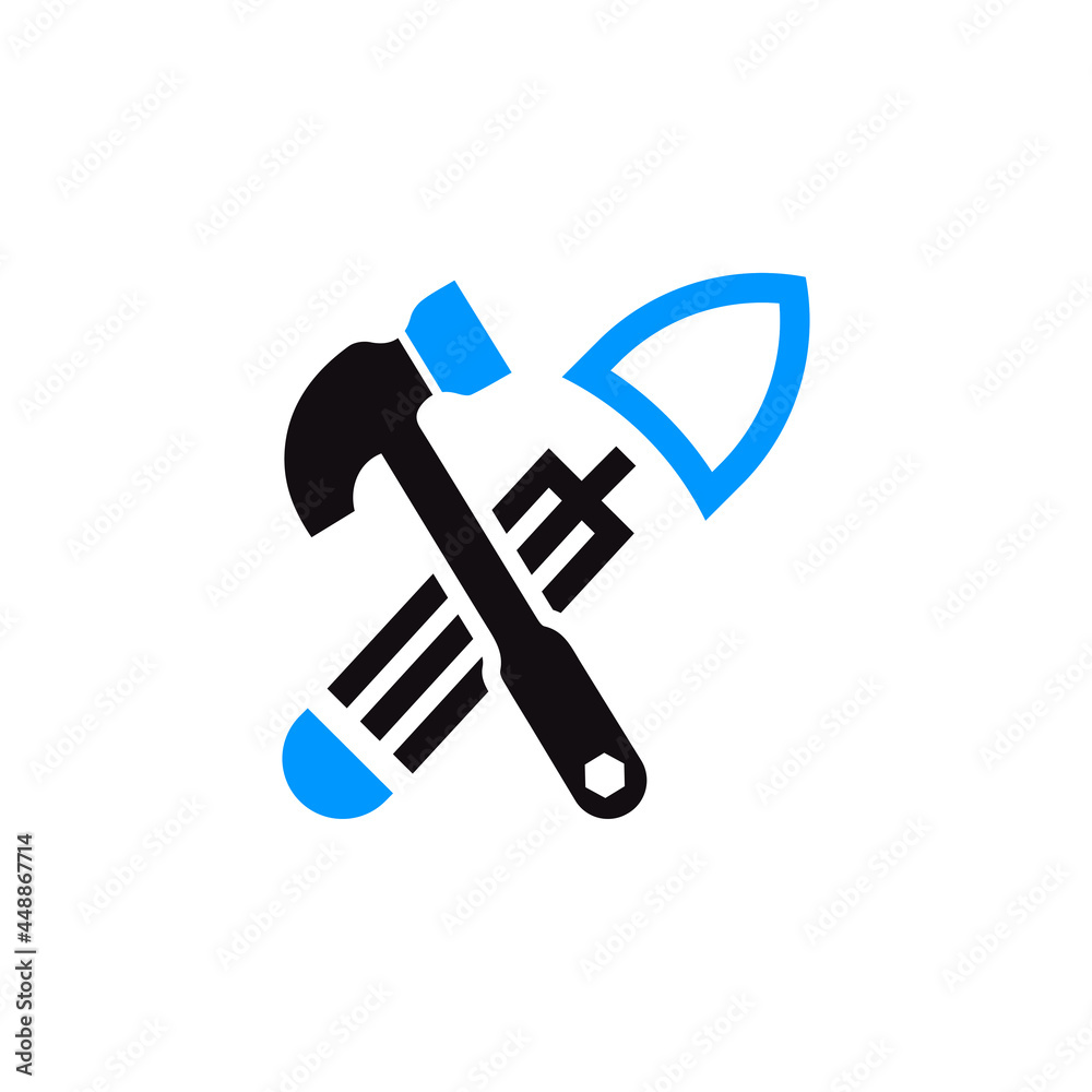 Canvas Prints hammer and shovel work tool icon