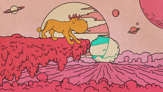 Yellow Dog On Sci-Fi Planet