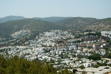 White colored houses at Bodrum Mugla Turkey.