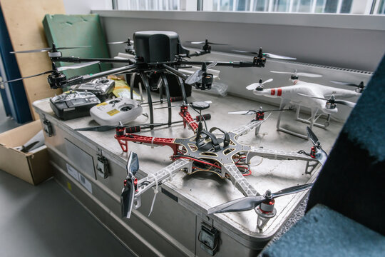 Set Of Drones And Remote Controllers

