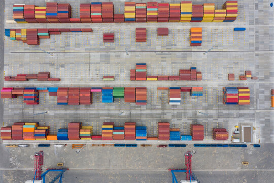 many freight containers in the port
