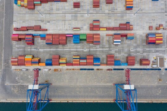 many freight containers in the port

