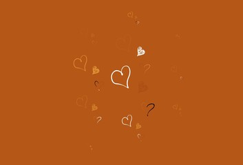 Light Orange vector template with doodle hearts.