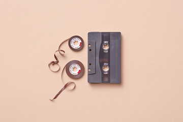 Retro styled analogue tape cassette and spools
