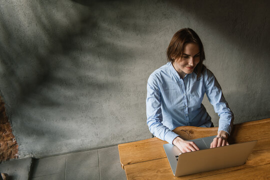 Woman Working With Computer Indoors