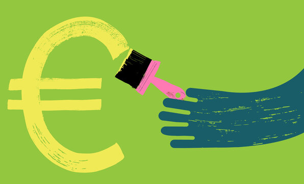 Hand paints Euro Symbol