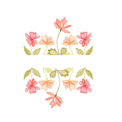 Watercolor pink flowers in a manual square frame, background for lettering, invitations, banner for a post