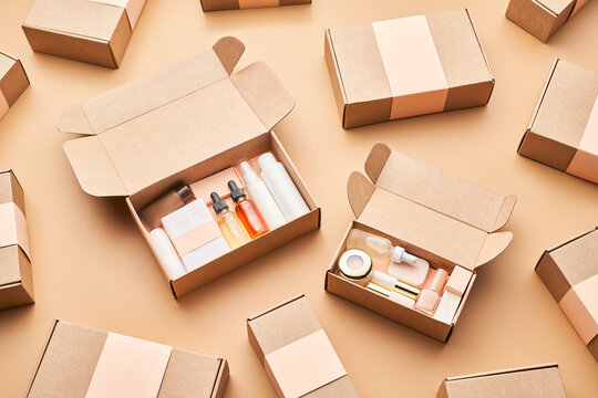 Beauty boxes with sample products.