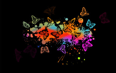Abstraction multicolored butterflies. Vector illustration