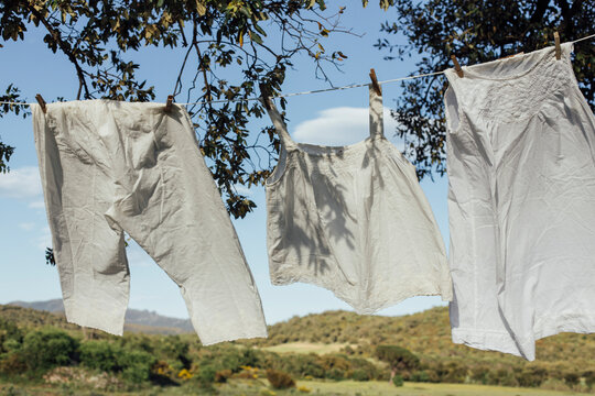 Summer clothes hanging, Clothesline