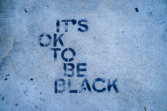 BLM Message in graffiti in New York City "Its Ok to be black"