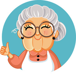 Happy Grandma Making Appreciation Gesture Vector Illustration - obrazy, fototapety, plakaty