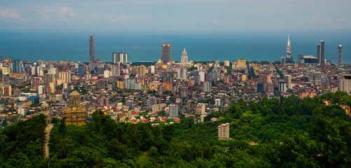 BATUMI, GEORGIA: Batumi aerial view from cable car coach in Batumi.
