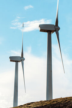 Wind power station located on hill