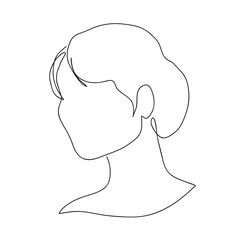 Graceful female head. Woman profile silhouette. Portrait female beauty concept. Continuous line drawing vector illustration