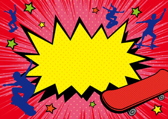 アメコミ風　スケボーイラストデザイン