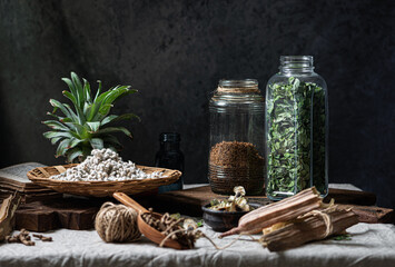 Still life of Dry Herbs from South India