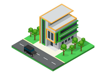 Isometric house with minimalist architecture