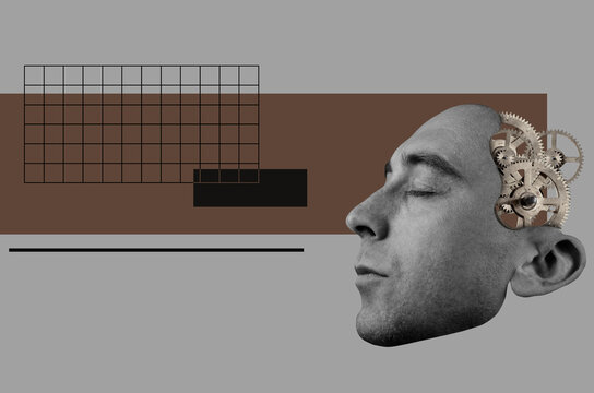 Head Of A Man With Gears Inside