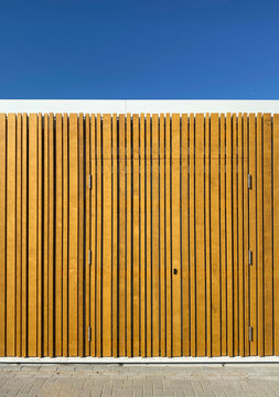 wooden wall with door