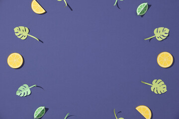 Frame made of green leaves.