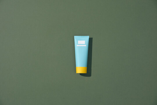 Cosmetic hygiene products in blue tube