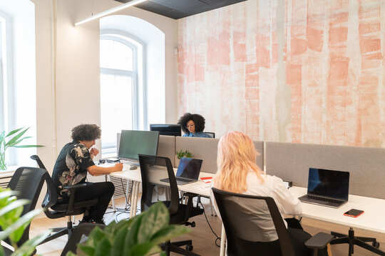 People Working At Luminous Stylish Office