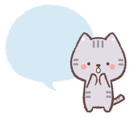 驚くネコとフキダシ