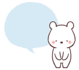 頭を下げる子供シロクマとフキダシ