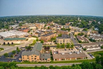 Obraz premium Aerial view of the Madison Suburb of Sun Prairie, Wisconsin