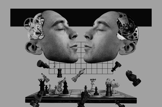 Chess Before A Two Male Heads