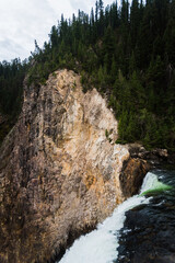 Fototapeta na wymiar The top of a waterfall in Yellowstone National Park. 