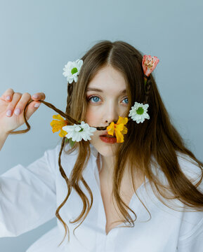 Woman With Flowers In Her Hair